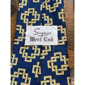 Simpsons West End Men’s tie navy blue and‎ gold pattern